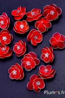 Fleur en tissu - Ø 2 cm - rouge